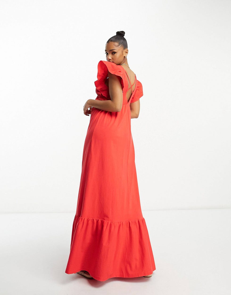 Poplin Sleeve Smock Maxi Dress