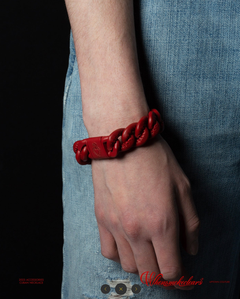 When Smoke Clears Red Leather Bracelet 