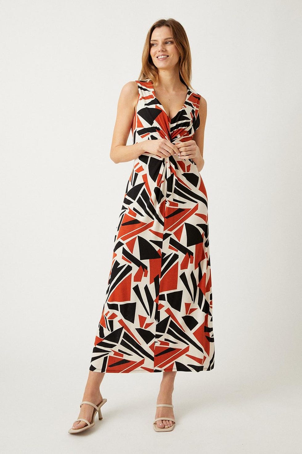 Multi Abstract Jersey Midi Dress
