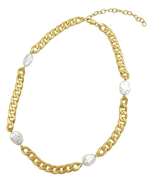 Nikola Freshwater Pearl Curb Chain Necklace
