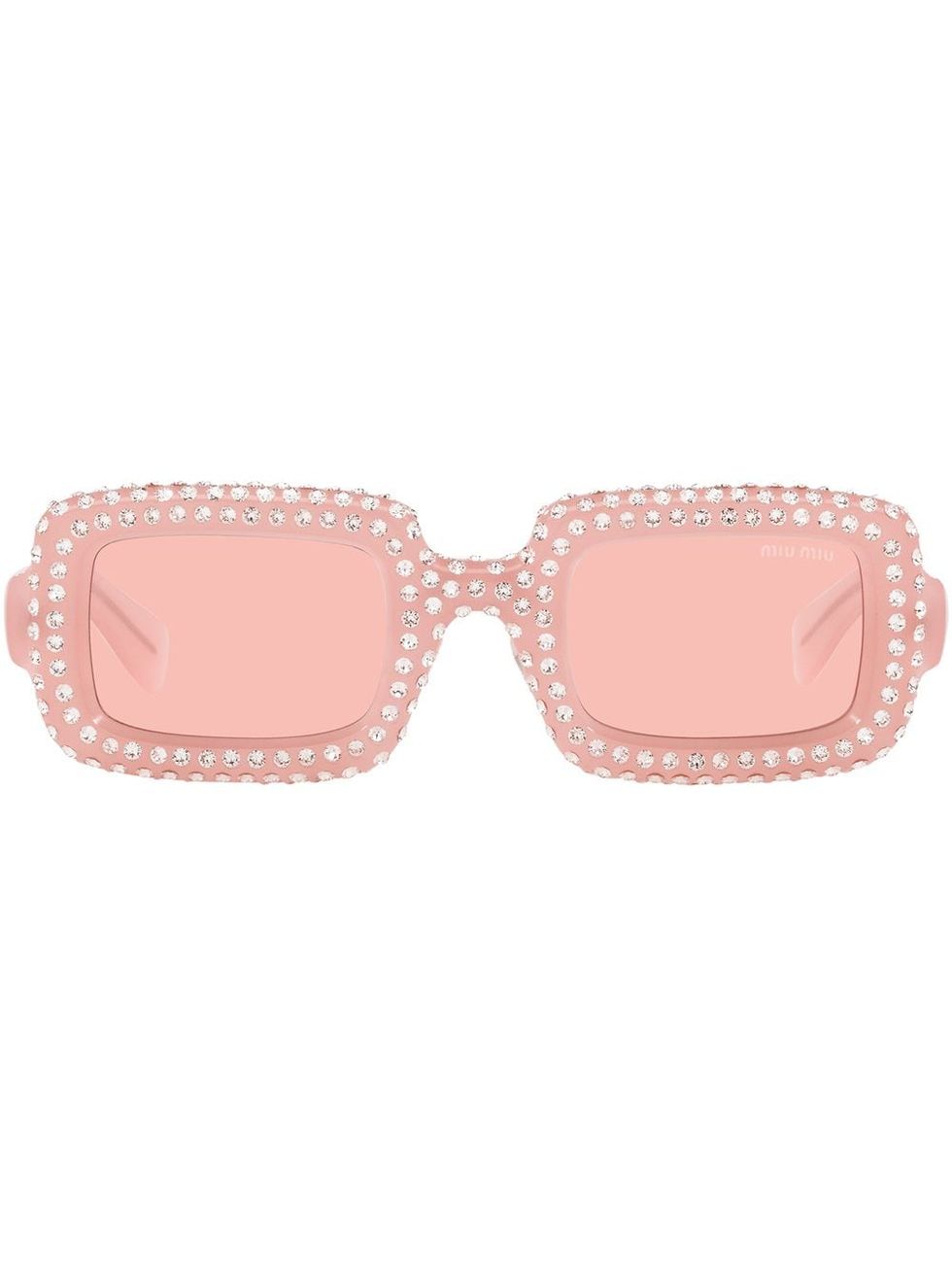 Crystal Embellished Rectangular Frame Sunglasses