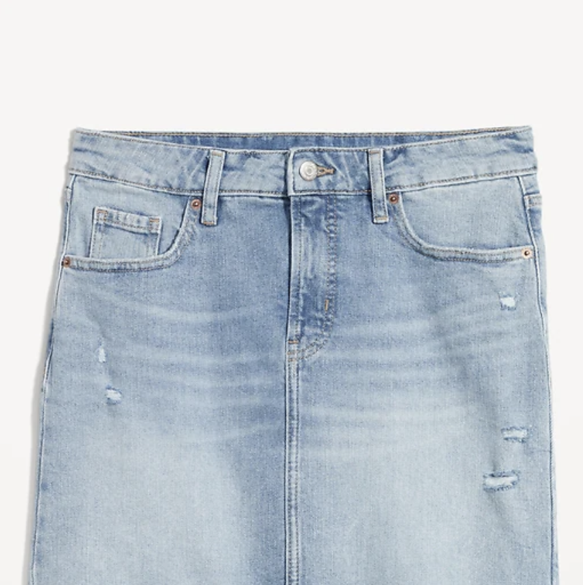 High-Waisted OG Straight Cut-Off Mini Jean Skirt 