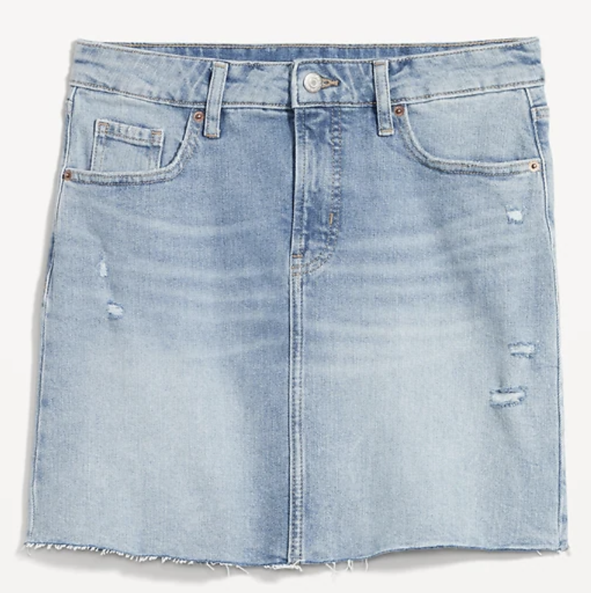 High-Waisted OG Straight Cut-Off Mini Jean Skirt 