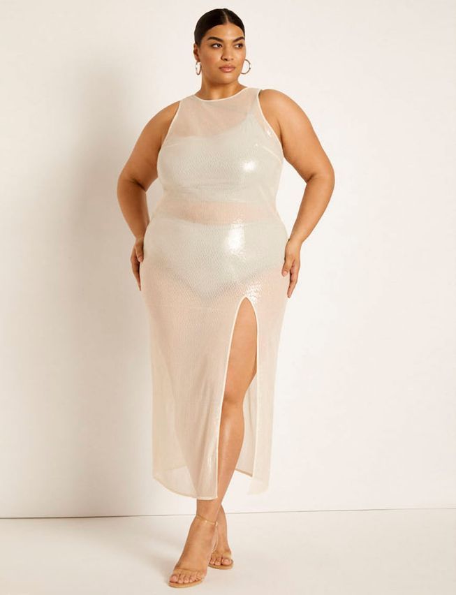 Plus size sheer deals swim cover up