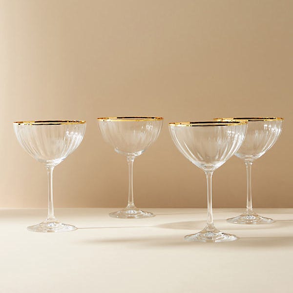 Waterfall Coupe Glasses, Set of 4 Waterfall Coupe Glasses, Set of 4