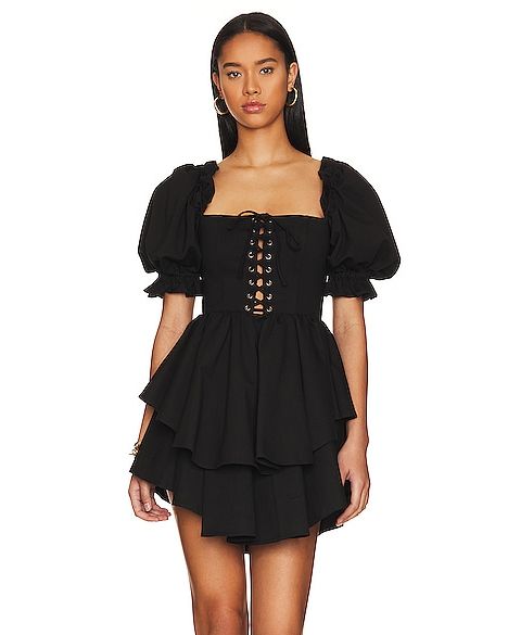 The Lace Up Party Dress in Black