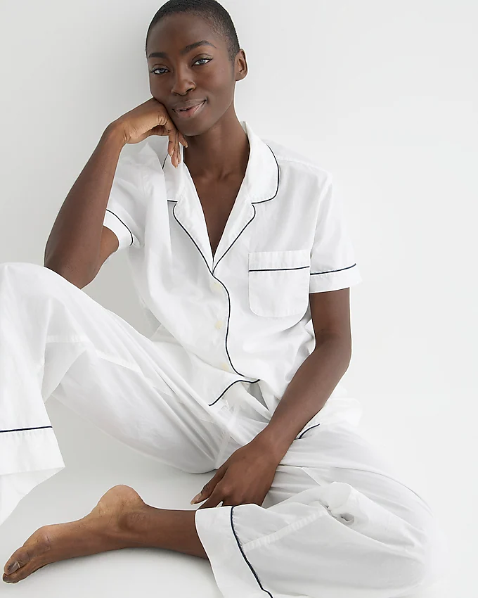 End-on-End Cotton White Short-Sleeved Pajama Set