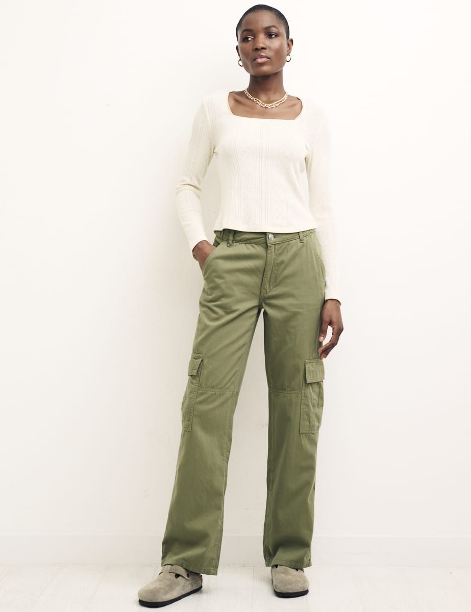 KM Women Multi Pocket Straight Cut Cargo Pants [P3675]