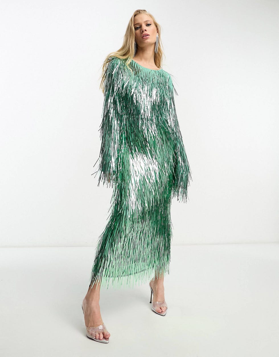ASOS EDITION Metallic Fringe Midi Skirt Co-Ord