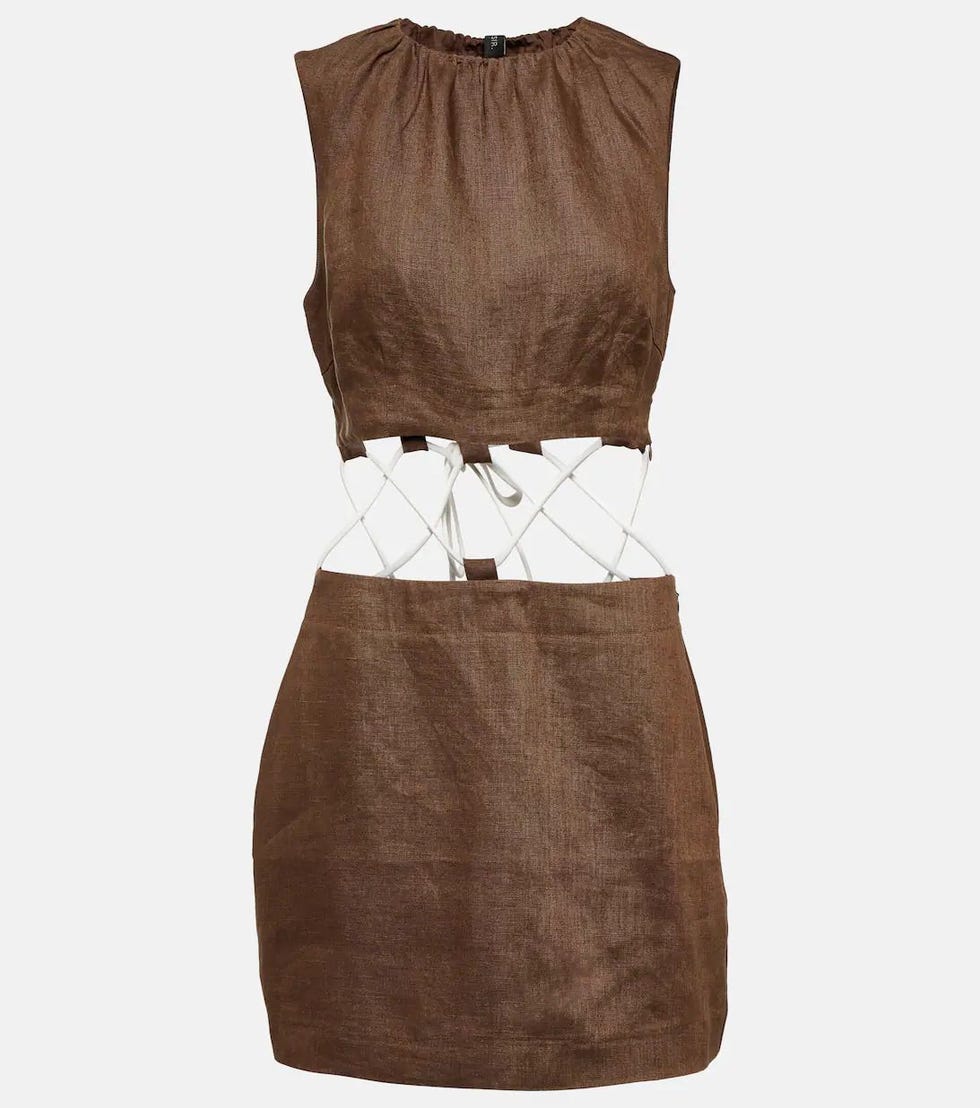 Cut-out linen minidress