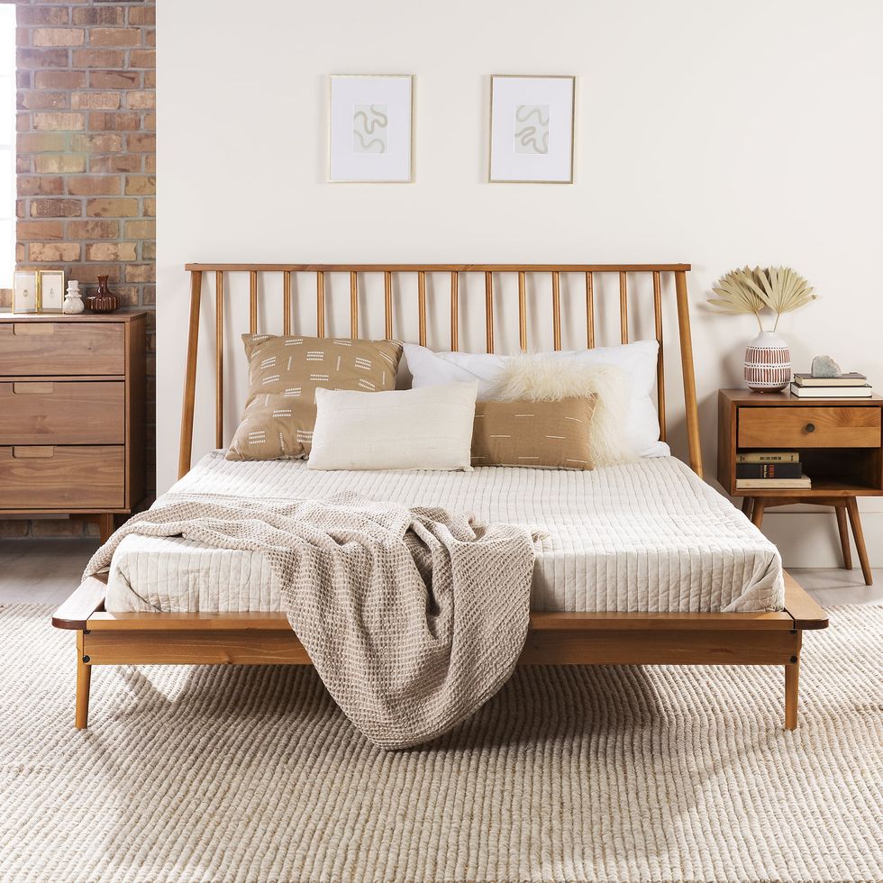 Modern Boho Wood Platform Bed 