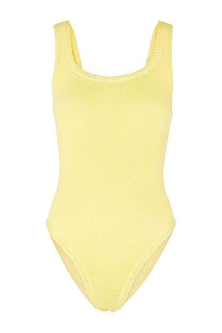 Yellow seersucker swimsuit