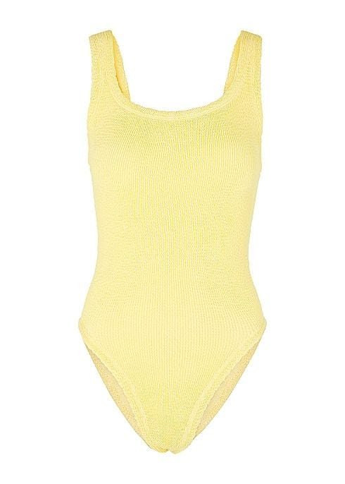 Yellow seersucker swimsuit