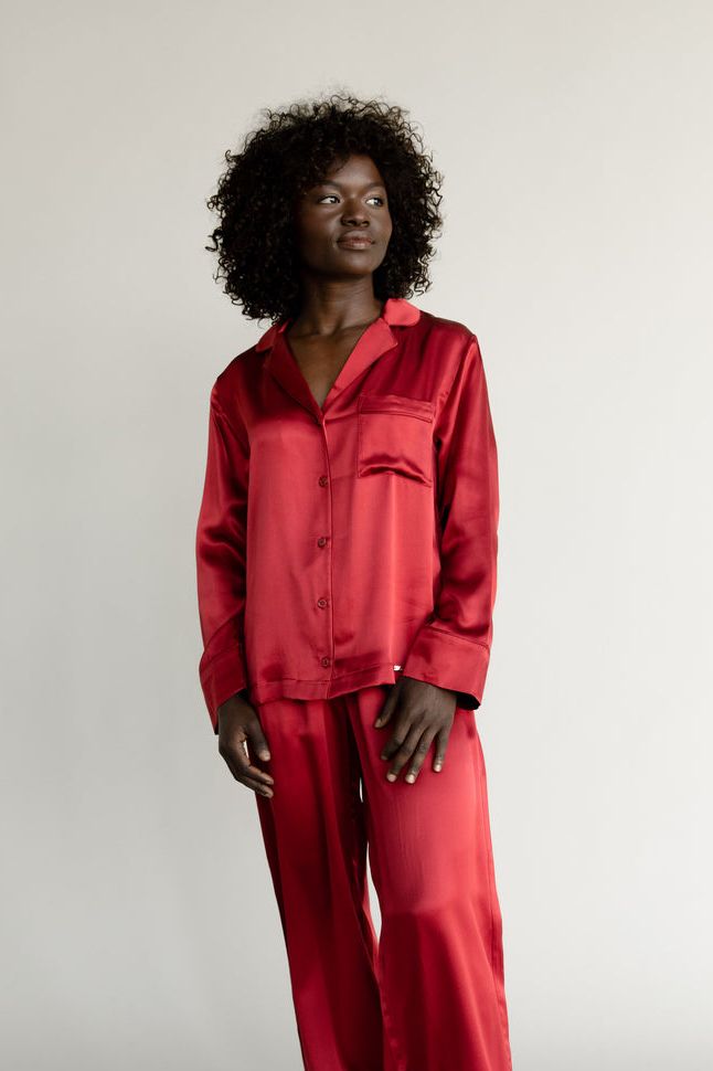 Soma Satin Long Sleeve Robe, 0, Red, size M, Christmas Pajamas by