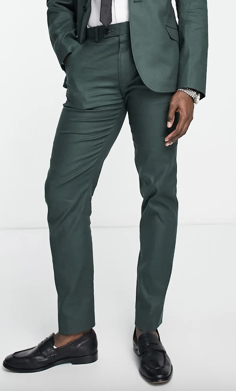 Reiss Lagoon Herringbone Linen Suit Trousers, Soft Blue, 28R