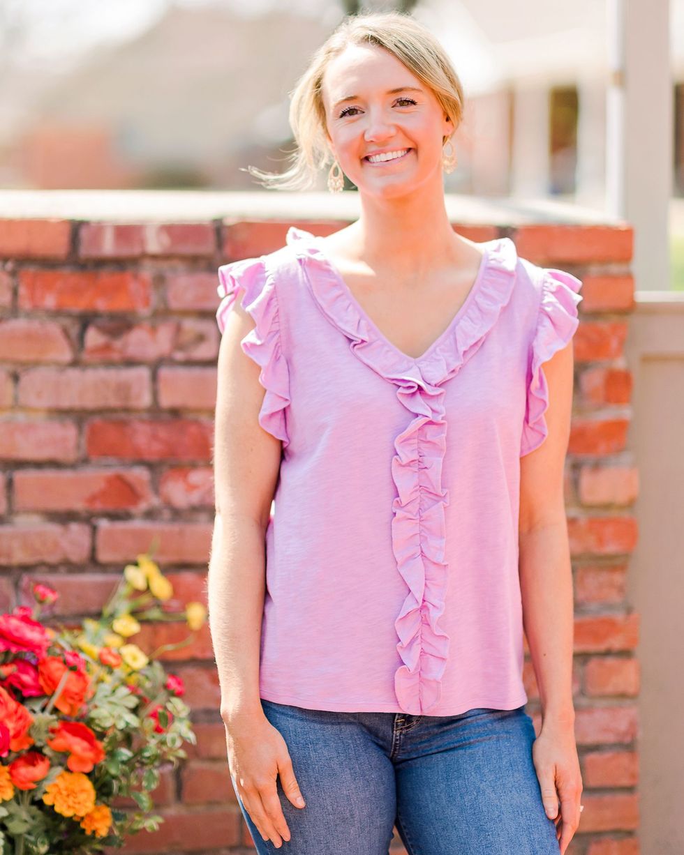 The Pioneer Woman V-Neck Ruffle Sleeve Top