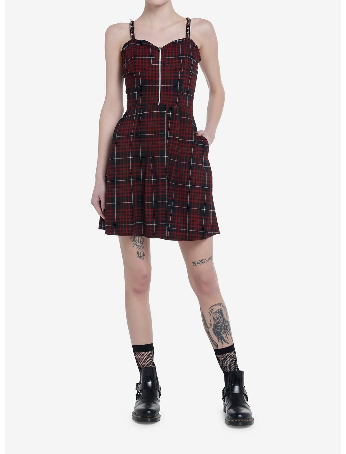 Hot topic red plaid cheap dress