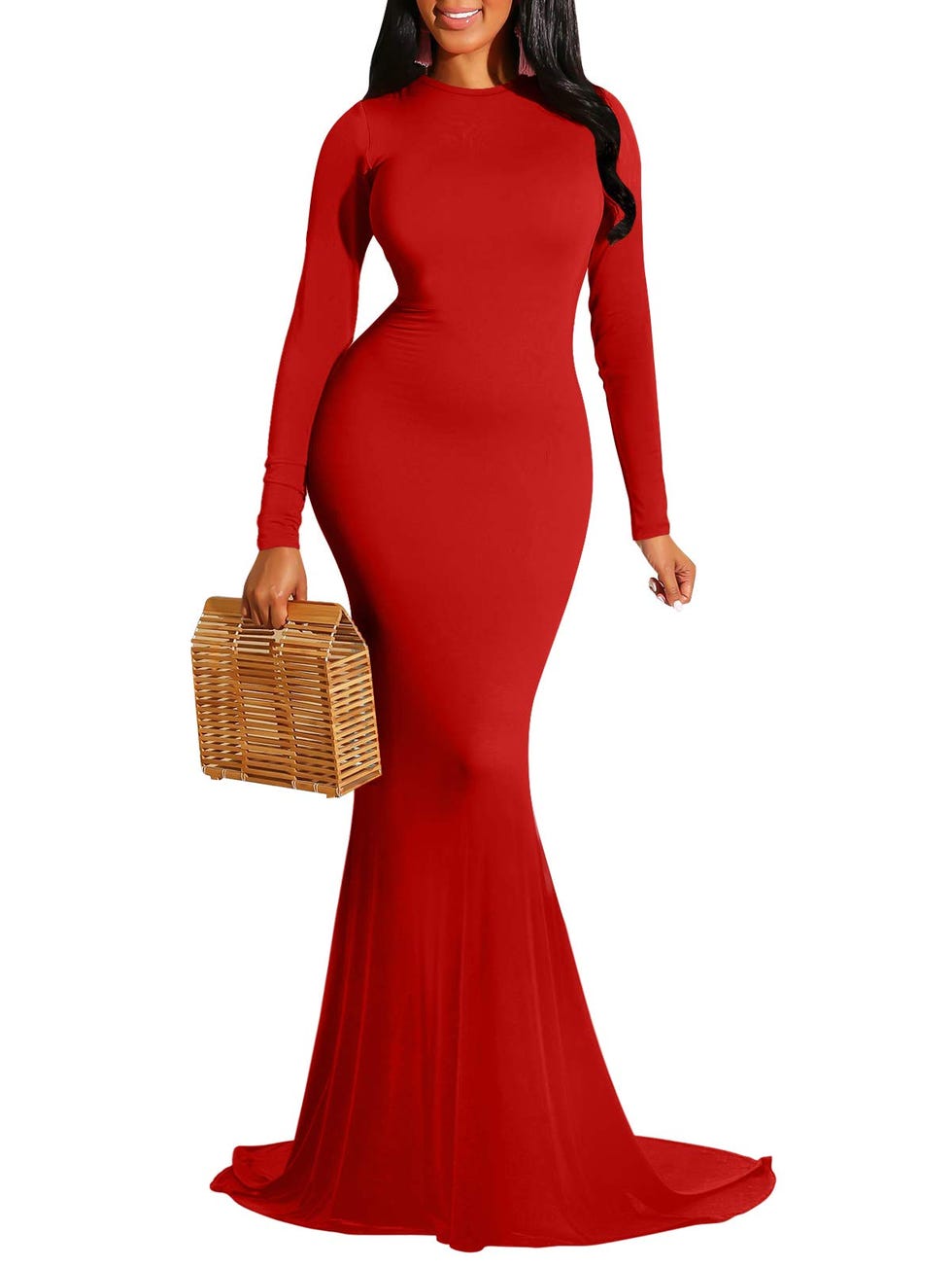 Long Sleeve Backless Evening Gown