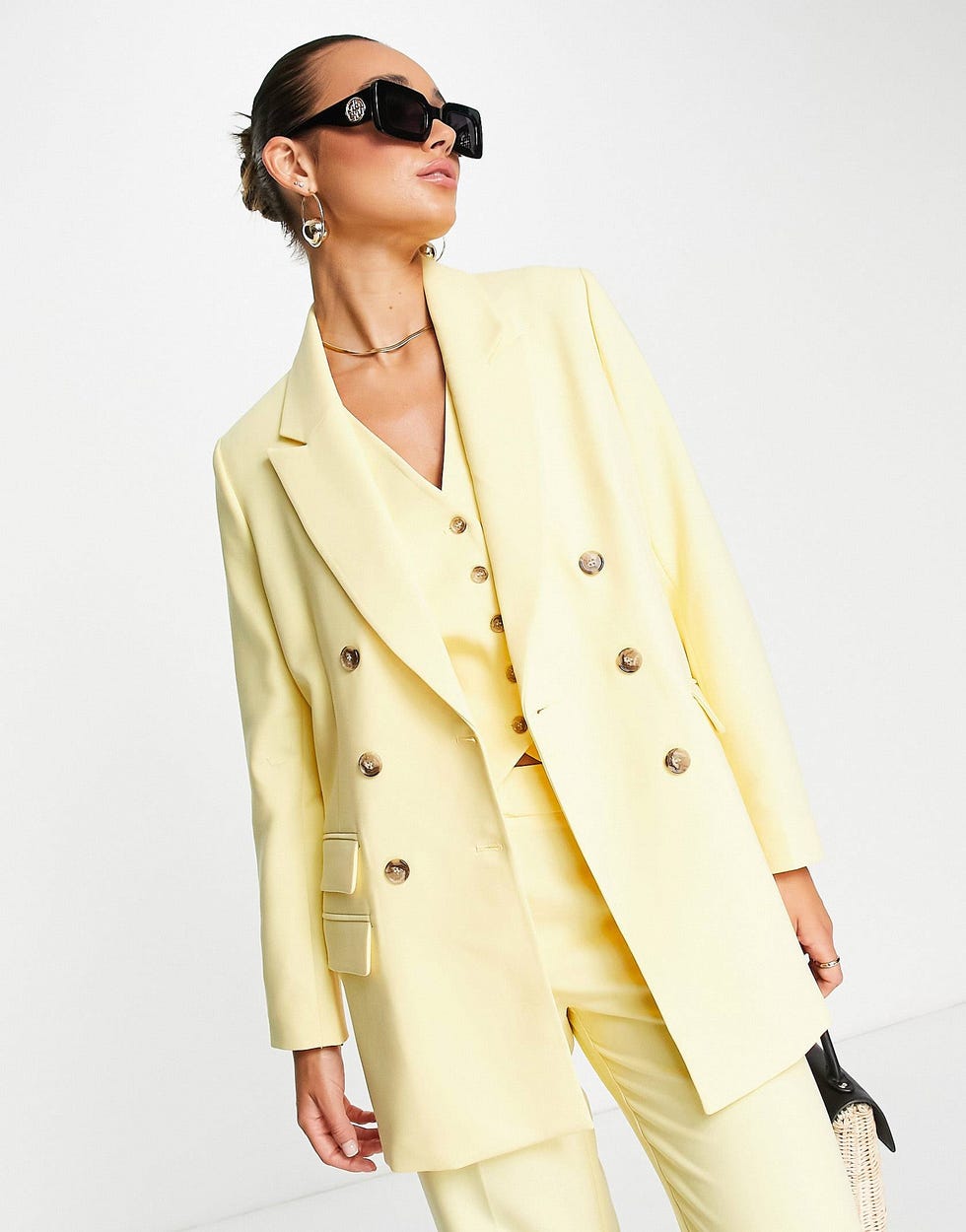 Tailored Suit Blazer in Pastel Yellow