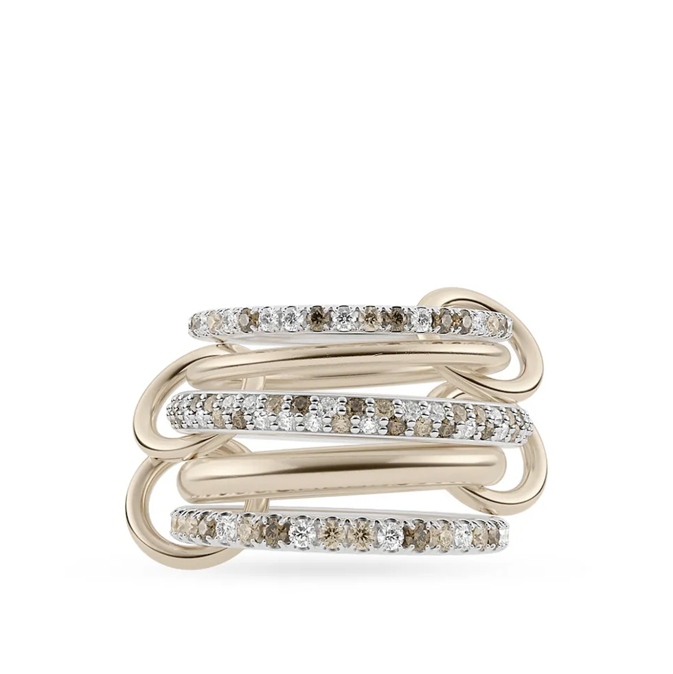 Leo 18K Yellow Gold, Sterling Silver, & Diamond Five-Band Ring