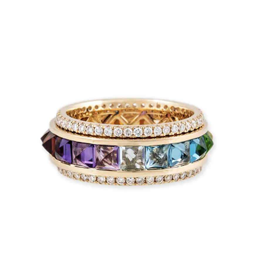 Rainbow Sapphire Spinner Ring