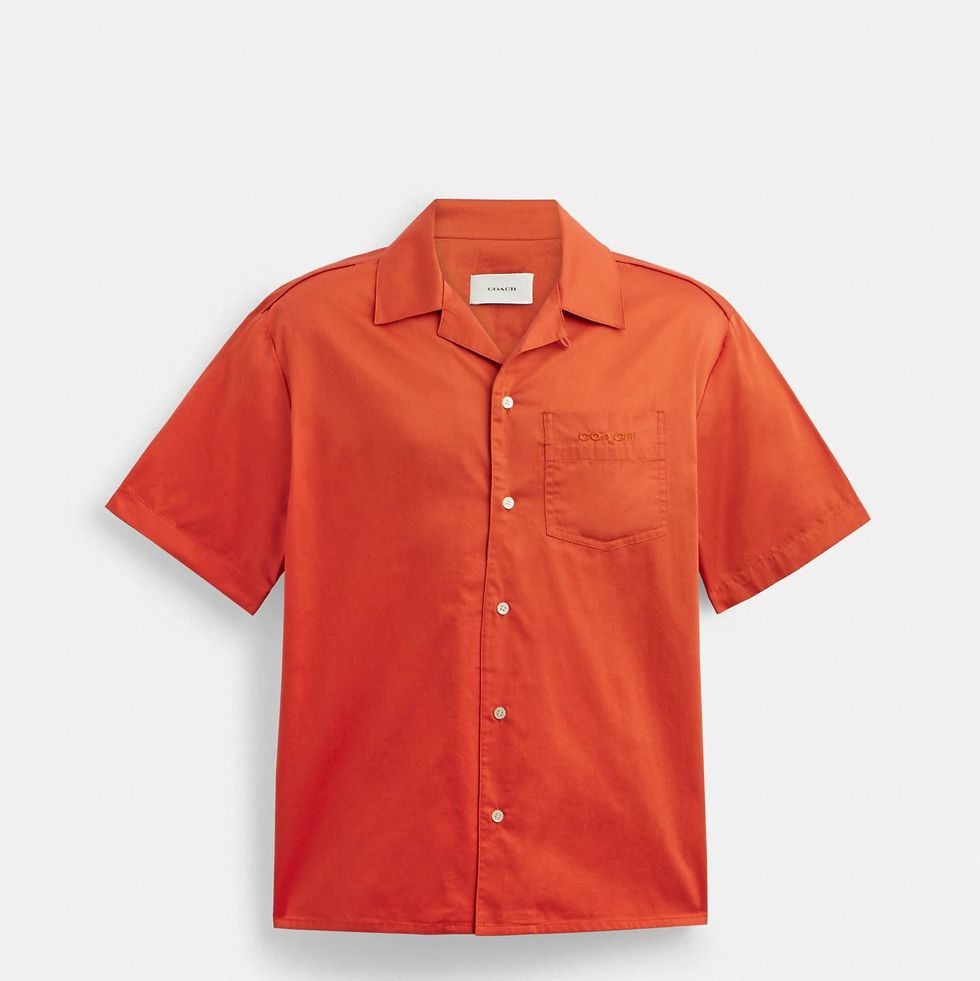 Buy Iconic Textured Resort Shirt with Short Sleeves and Camp Collar
