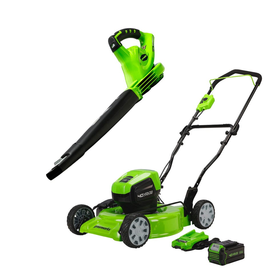 40-Volt Brushless Cordless Electric Lawnmower + Sweeper