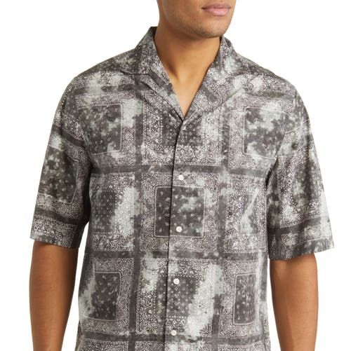 Eren Tie Dye Bandana Print Short Sleeve Button-Up Camp Shirt