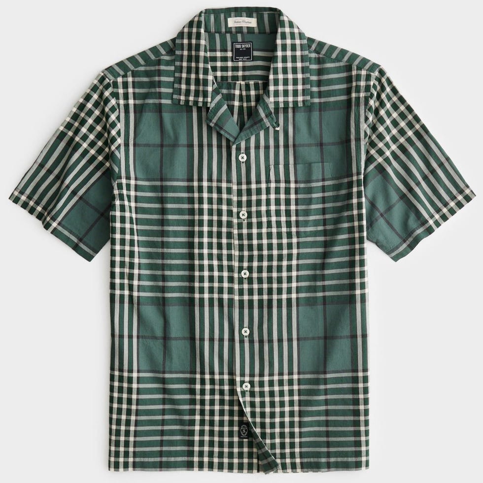 Green Madras Camp Collar Shirt