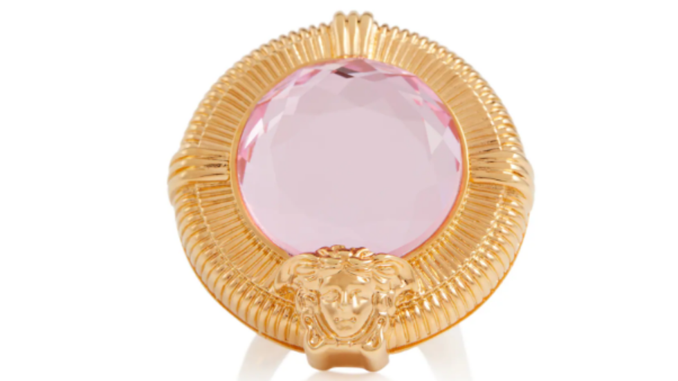 Anello Versace con pietra rosa 