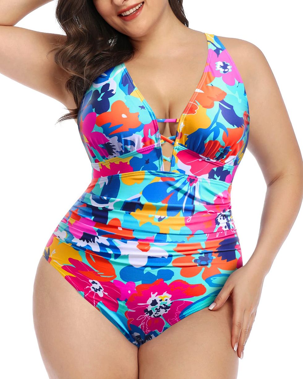 Women's Floral Printing Swim Dress Plus Size Swimsuit Padded Swimwear  Bathing Suit