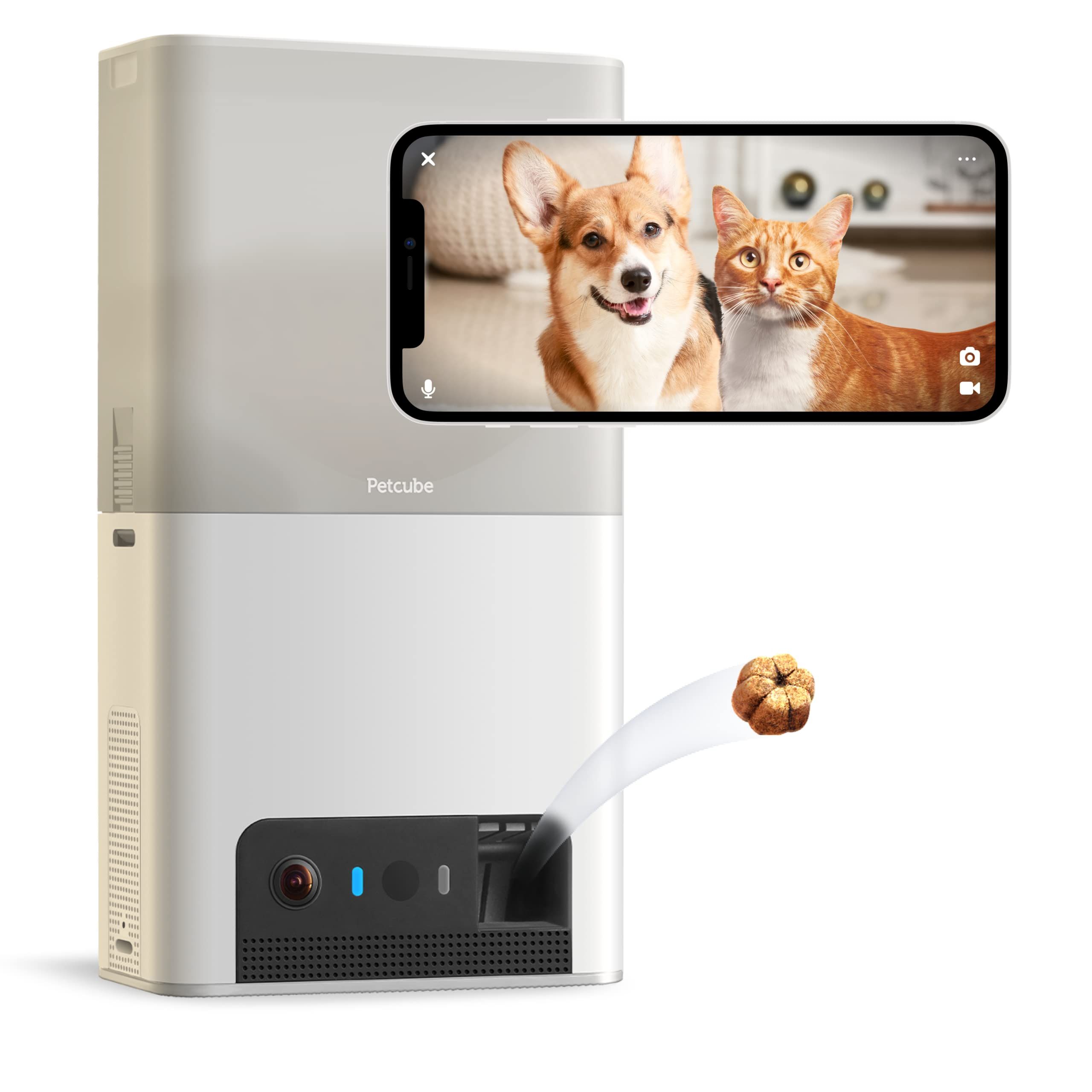 Pet camera and outlet treat dispenser