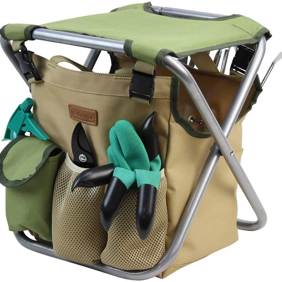 Gardening Tool Set with Storage Tote Bag and Seat
