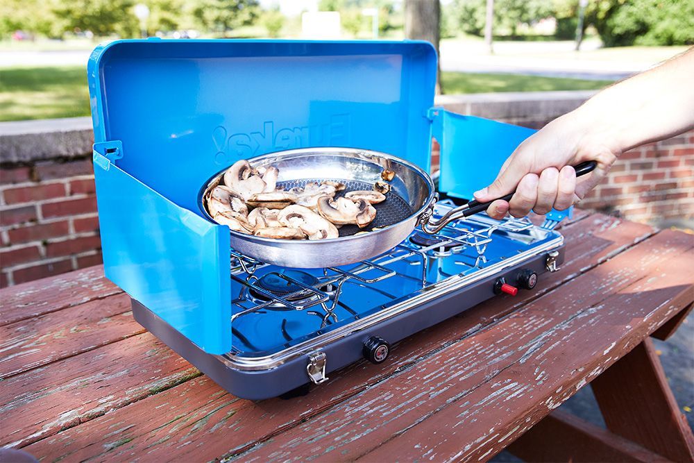 Camping cooker outlet with grill