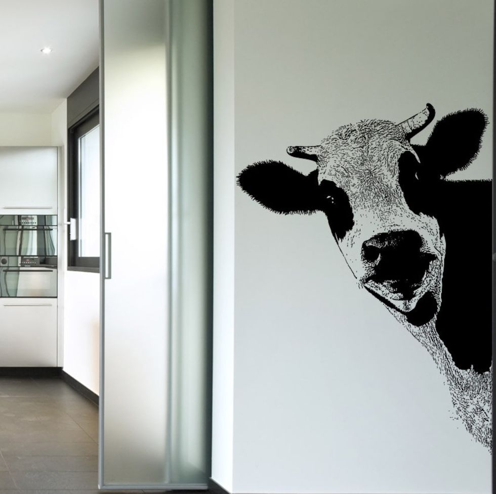 Peeking Cow Wall Art Decal