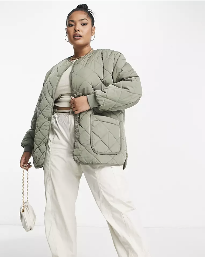 New Look Curve Quilted Puffer Coat