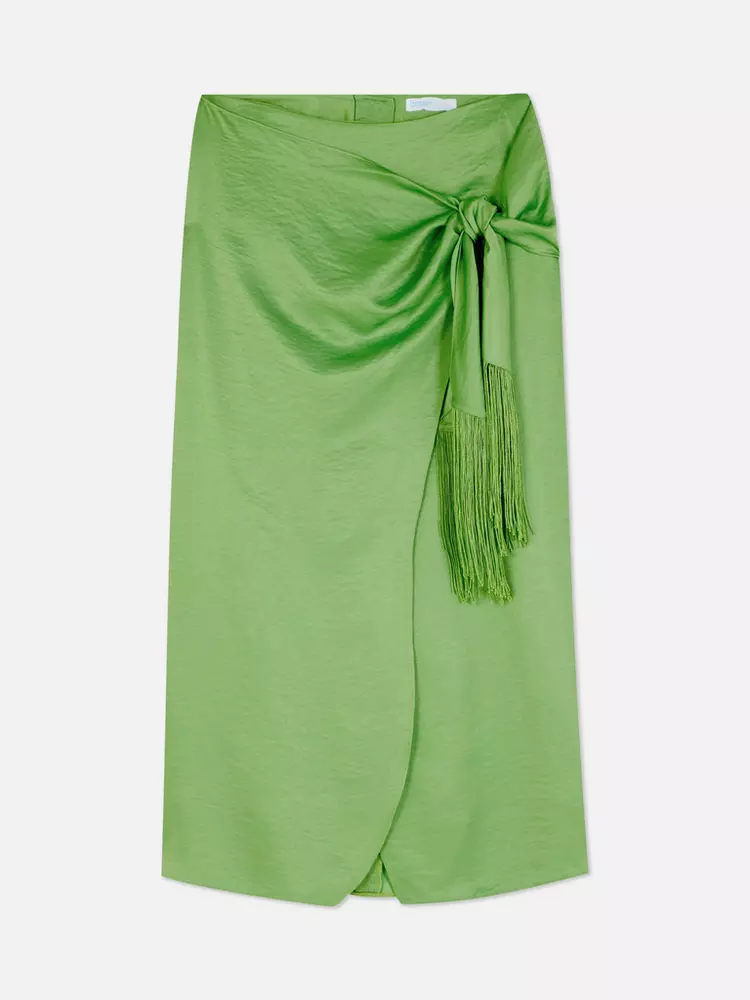 Falda satinada verde