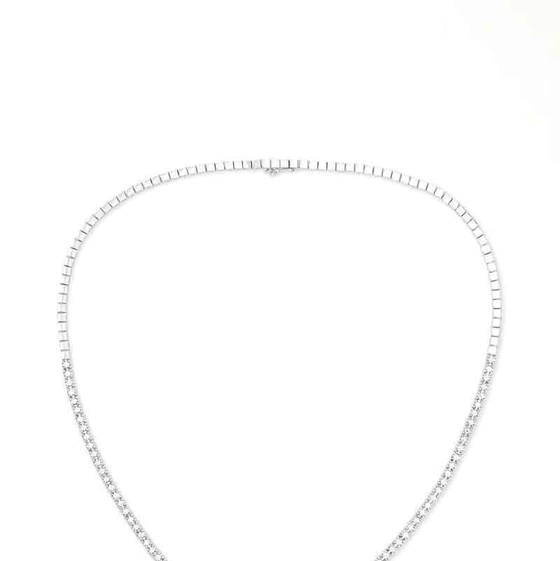 18-karat white gold diamond tennis necklace