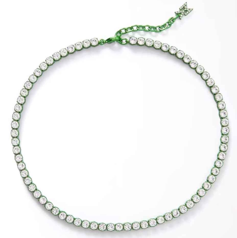 Silver-tone Crystal Tennis Necklace 