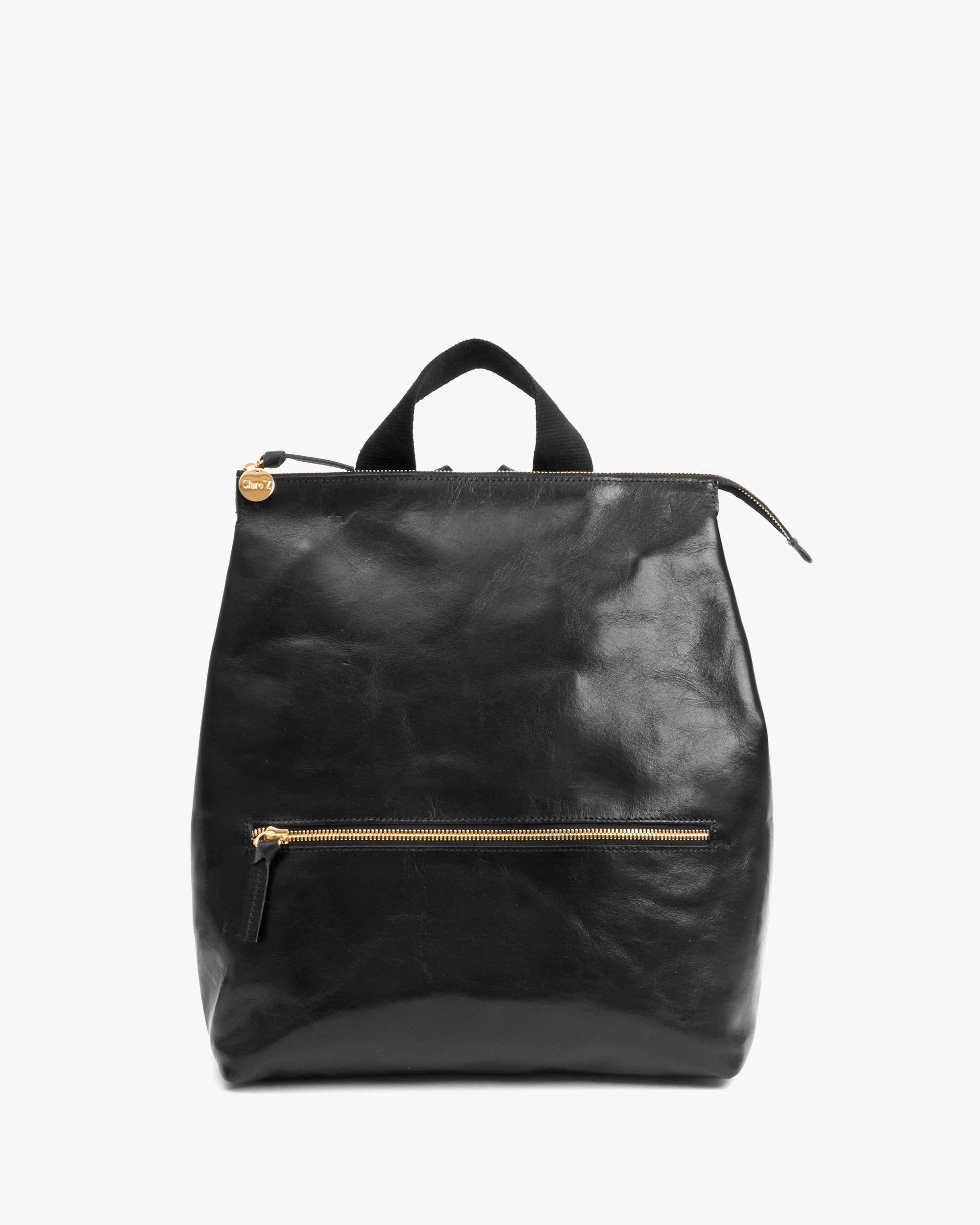 Black leather outlet designer backpack