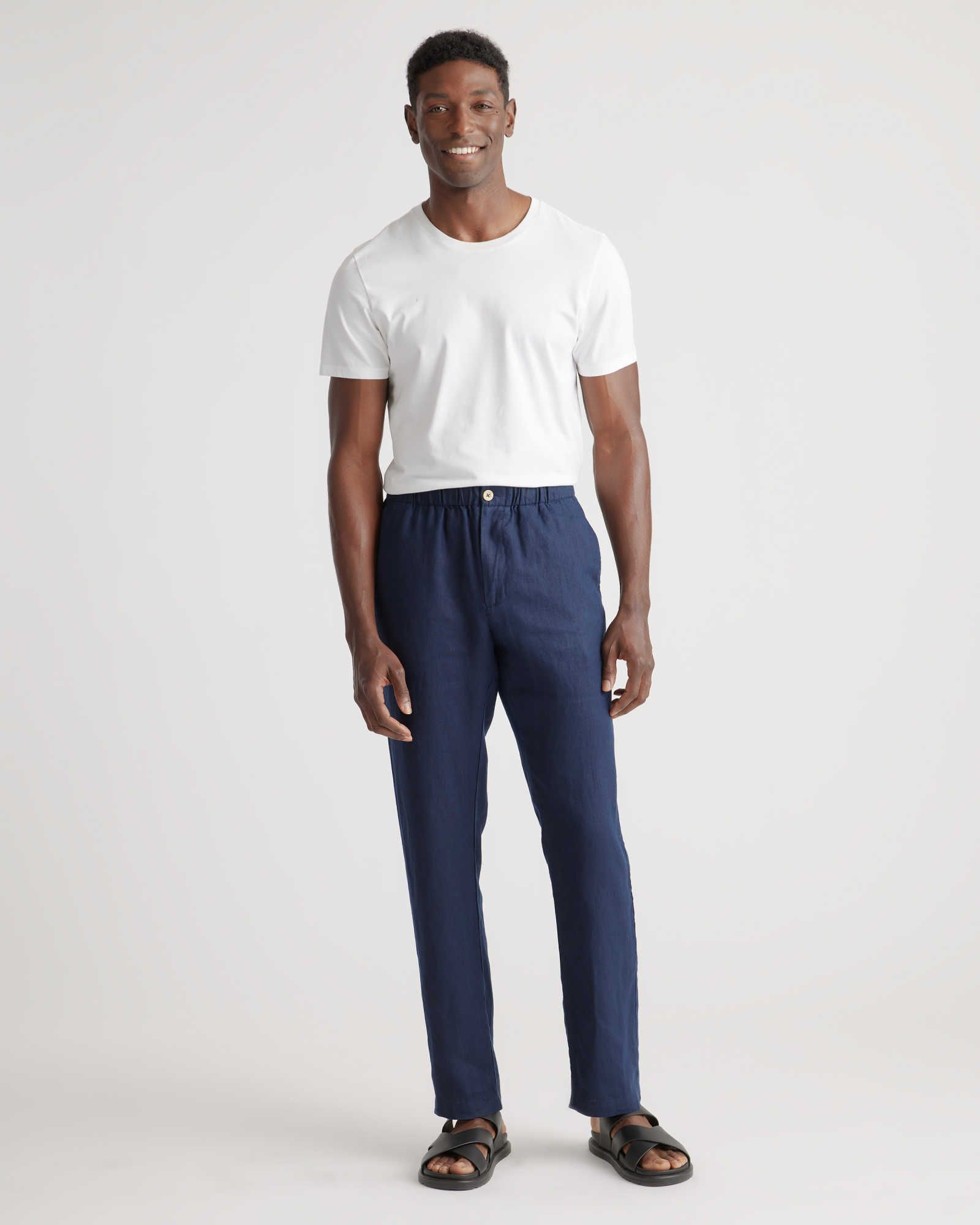 Blue linen sales trousers mens