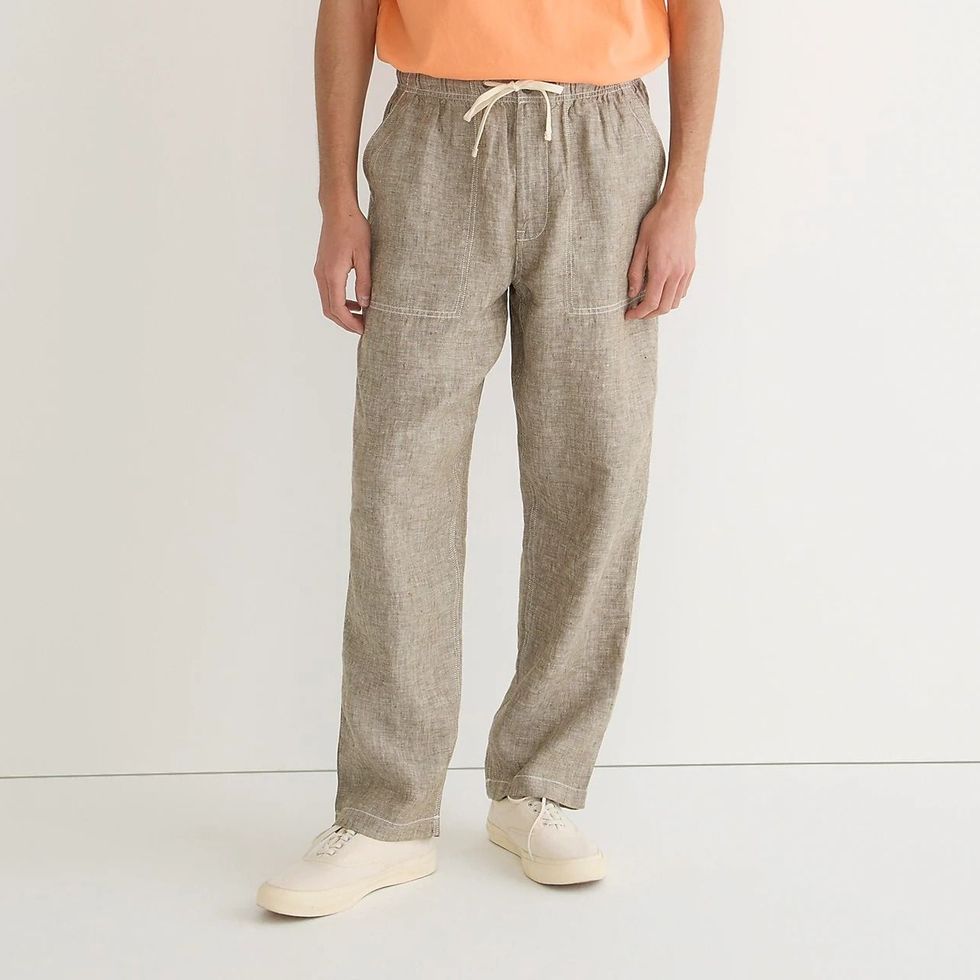 Linen Capri Pants: Cropped Linen Pants Men Tapered Casual Trousers,  Breathable Summer Linen Pants for Men 