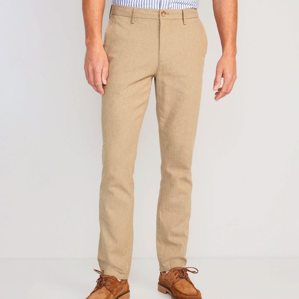 Slim Built-In Flex Rotation Linen-Blend Chino Pants