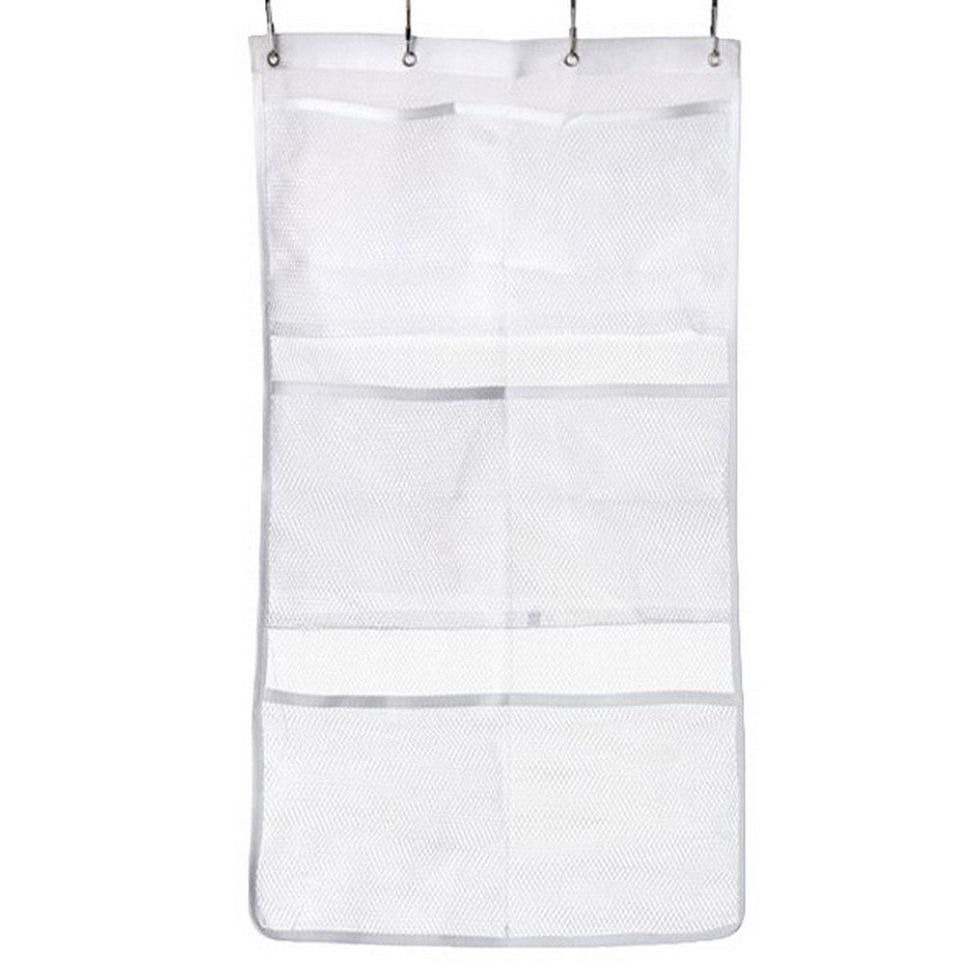 3 Pack Hanging Mesh Shower Caddy Organizer With 6 Pockets, Shower Curtain  Rod/liner Hook Fabric Storage Bag Bathroom Door Hanger , Dorm Rv Space  Savin