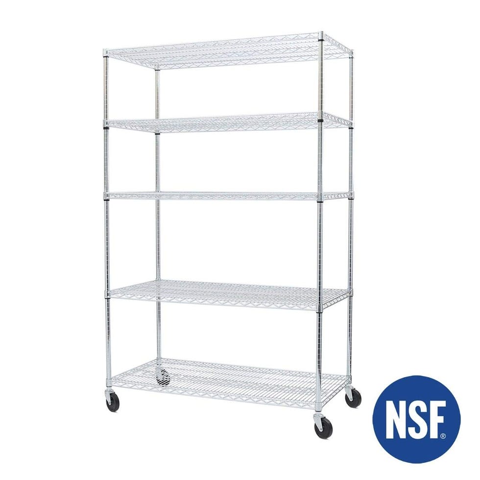 Commercial Grade Heavy Duty Wire Shelving w/Wheels, Leveling Feet