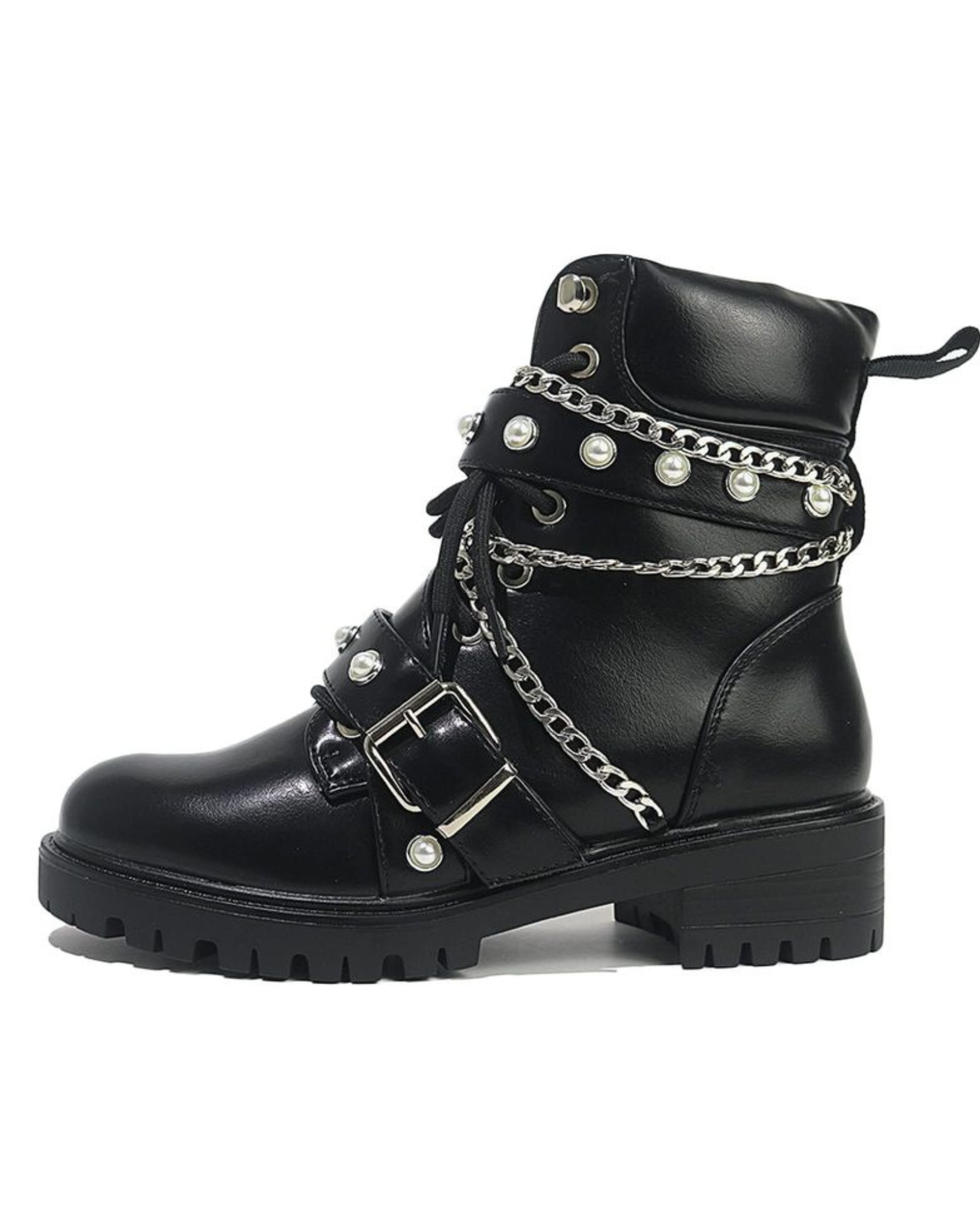 Studded Motorcycle Combat Boots 