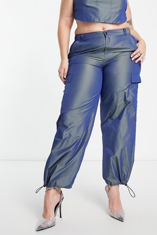 Oversize Parachute Pants in Medium Blue