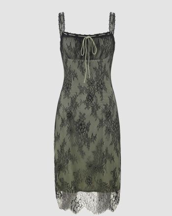 Lace Knot Front Cami Dress