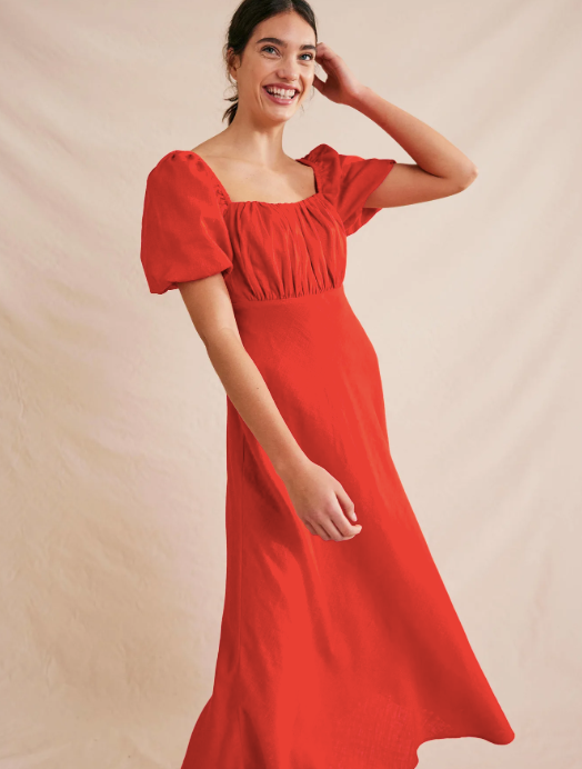 Ruched Bodice Midi Dress