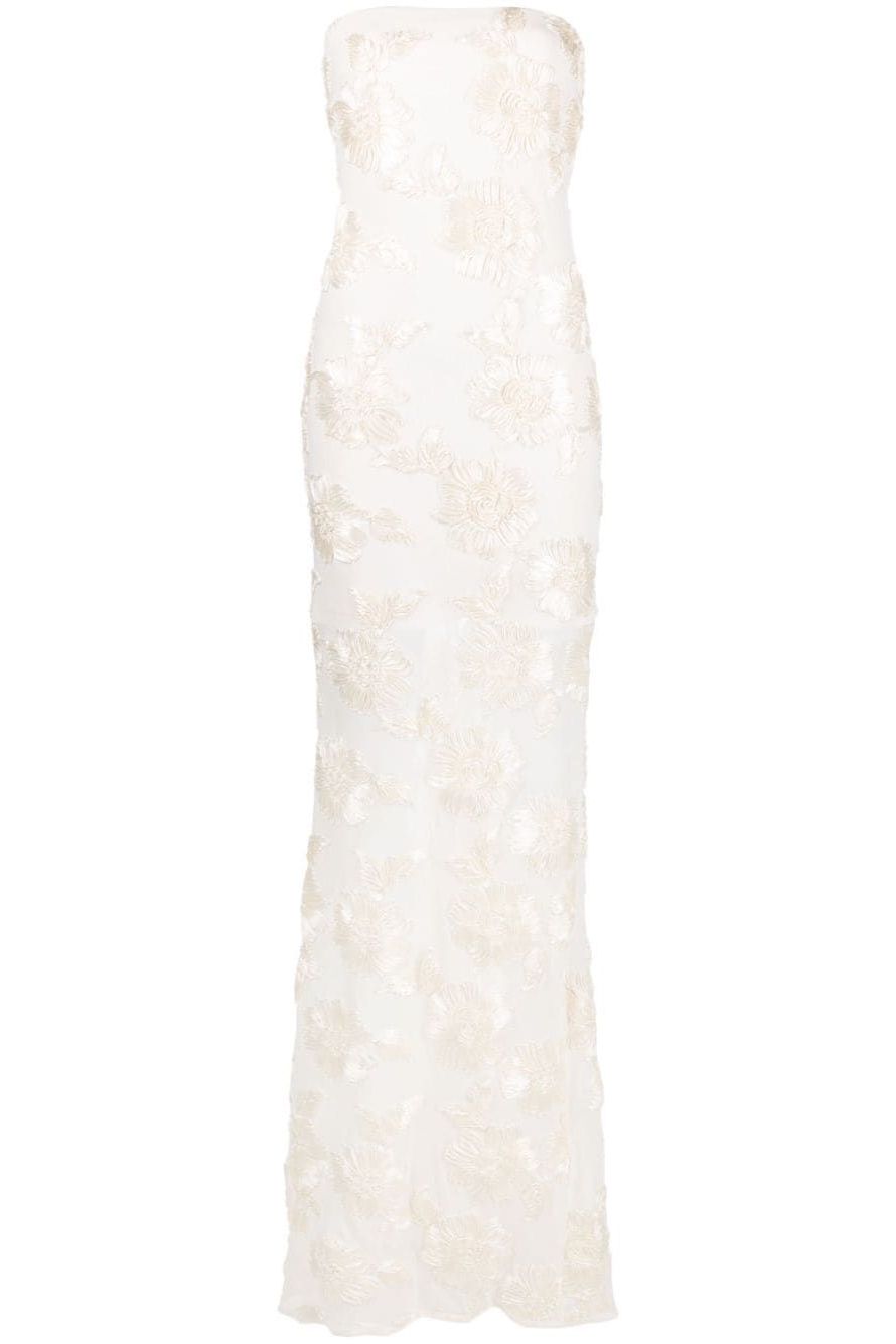 Egret Floral-Embroidered Bridal Gown